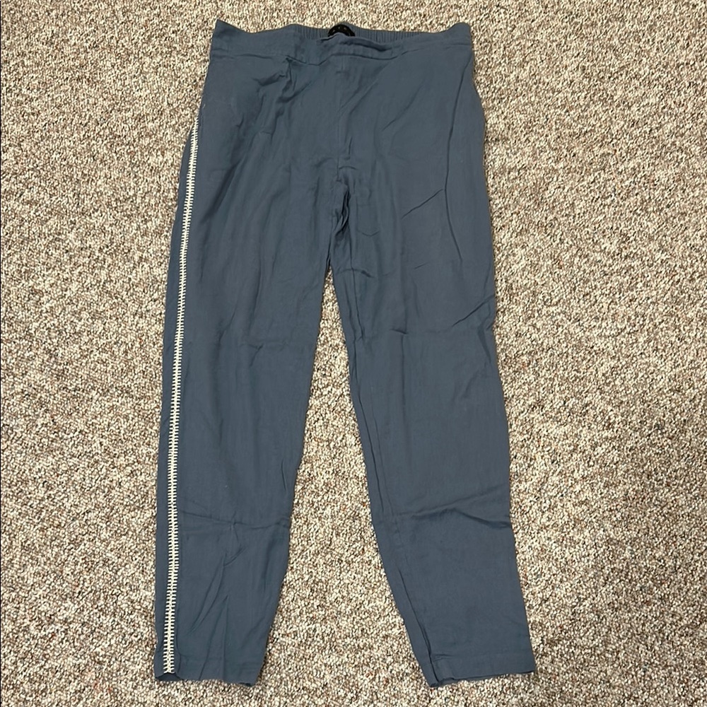 Hatch Maternity Pull On pants with embroidered side detail.